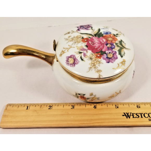 VTG PARMA Porcelain Silent Butler Crumb Catcher Pink Floral Gold Trim Japan 1950 - Picture 2 of 7